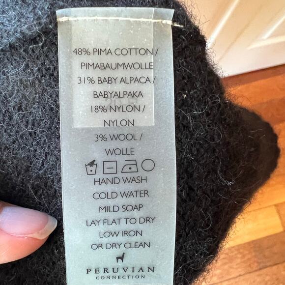 Peruvian Connection Alpaca Black Long Split Front Sweater Duster Tunic Size Lg - Picture 5 of 7